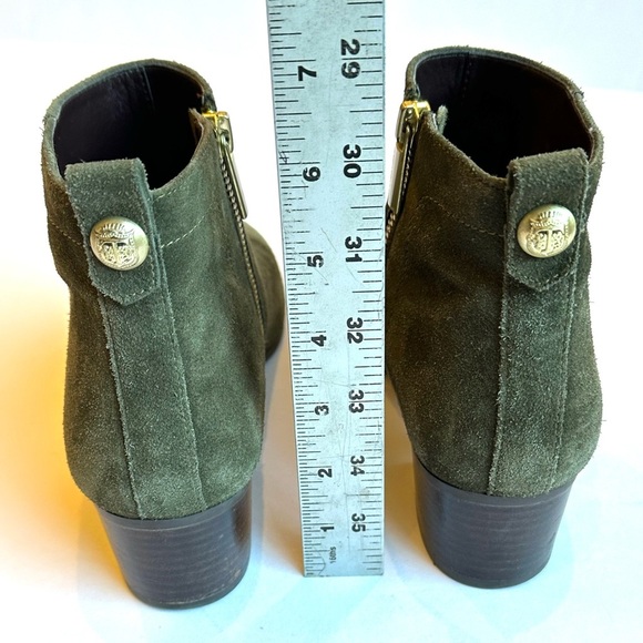 Talbots Olive Green Suede Gold Side Zipper Classic Chelsea Ankle Boots Sz 7M - Picture 9 of 9